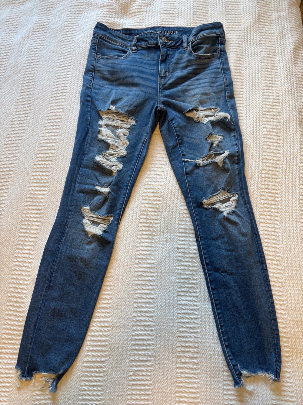 American Eagle Outfitters Dark Blue Ripped Skinny Jeans -791sku